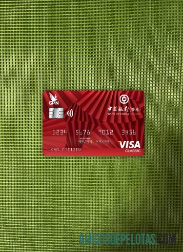 Frente fotográfica do cartão Visa Classic do Banco da China de Hong Kong modelo